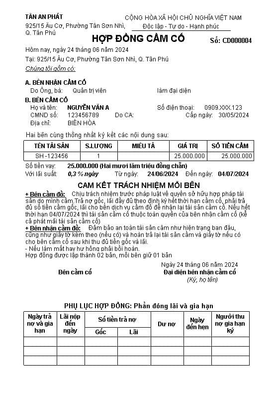 Phần Mềm Quản Lý Cầm Đồ - Máy Tính Tiền Tiệm Cầm Đồ Trọn Gói 0868.878.164